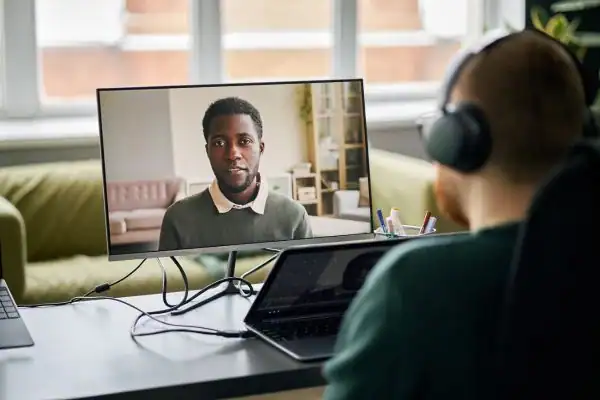 Man attending online mediation Waterlooville MIAMS session